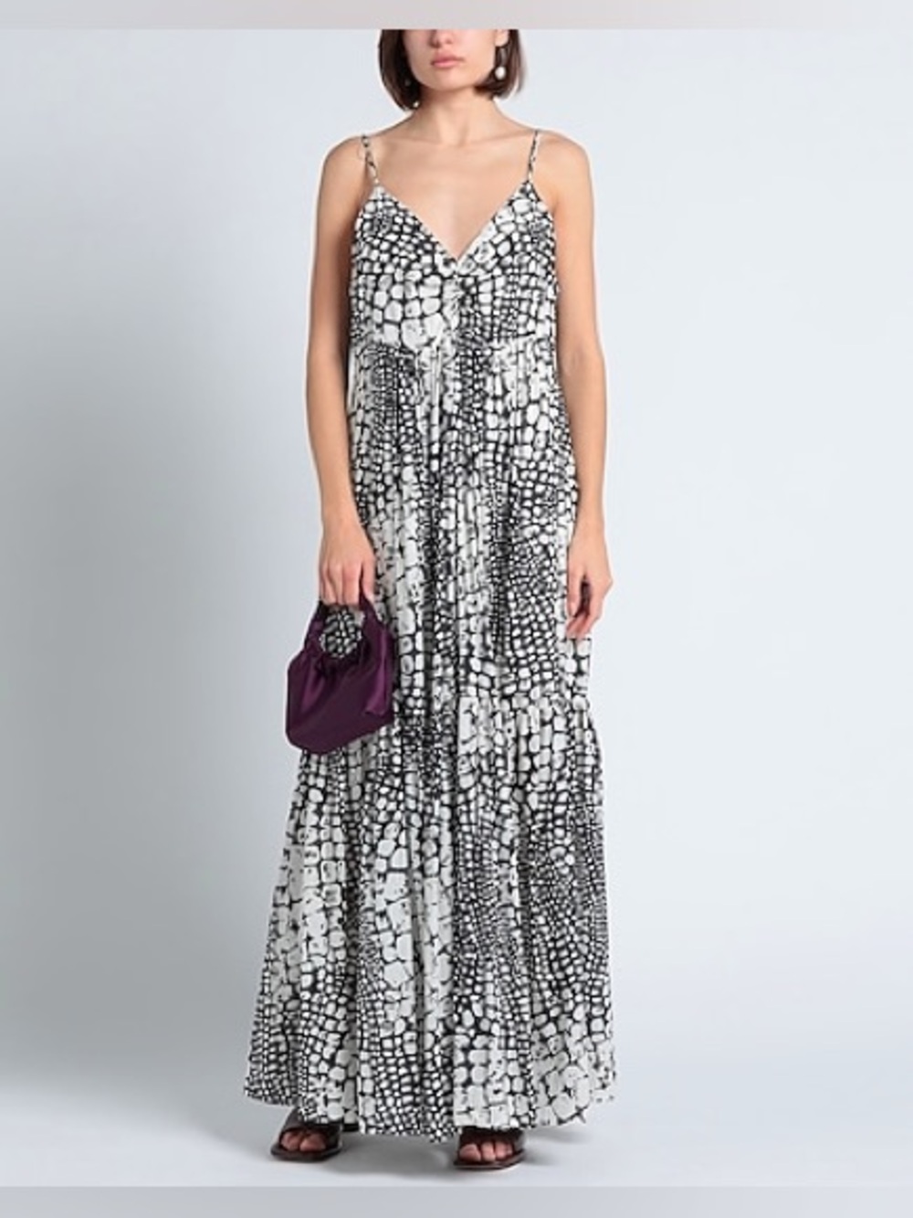 NWT Twin-Set Actittitude Black and White Printed Spaghetti Strap Maxi Dresssmall